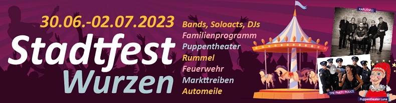 Banner Stadtfest © Gestaltung: Ideenmeisterin Katrin Richter | Band and Circus Vectors by Vecteezy  | Illustrationen: Meinhard Bärmich