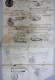 Detailaufnahme der Länder- und Zollstempel, Reise-Pass für das Ausland, 1852, Kulturhistorisches Museum Wurzen © KulturBetrieb Wurzen