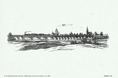 Gustav Harkort: Eisenbahnbrücke über die Mulde bei Wurzen, Radierung, um 1844