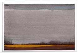 Hans-Peter Hund, Grauer Himmel über beleuchtetem Feld, Wurzen 1993, KHM Wurzen, Inv.nr. V3022K © Bildarchiv KHM Wurzen