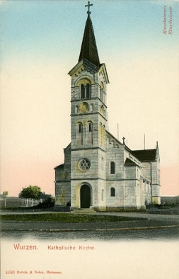 Historische Postkarte mit Ansicht der Katholischen Kirche © Kath. Kirchgemeinde St. Franziskus Wurzen