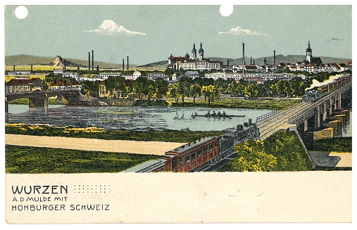 Wurzen a. d. Mulde mit Hohburger Schweiz, Postkarte, Kunstverlag Carl Drechsler, Leipzig-Stötteritz, um 1917 © KulturBetrieb Wurzen